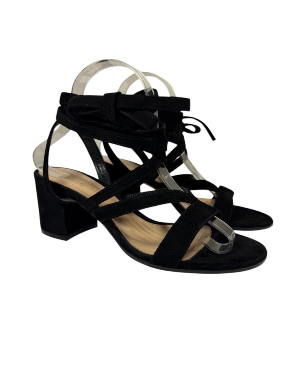 GIANVITO ROSSI Suede Janis Low Sandals in Black Size 38.5